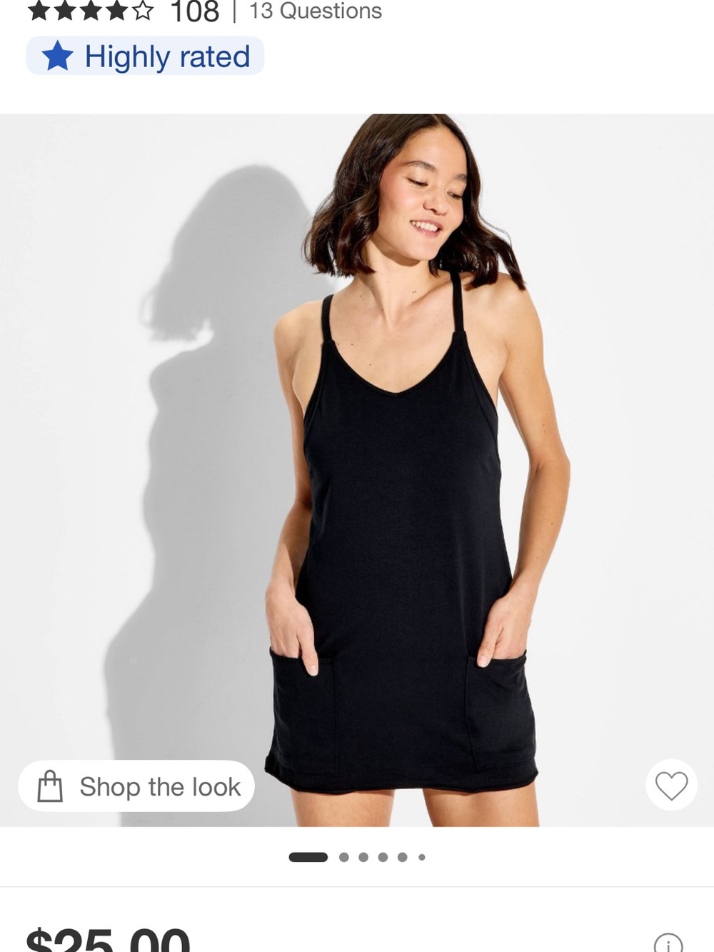 wild fable Black Tank Dress with Logo Neckline